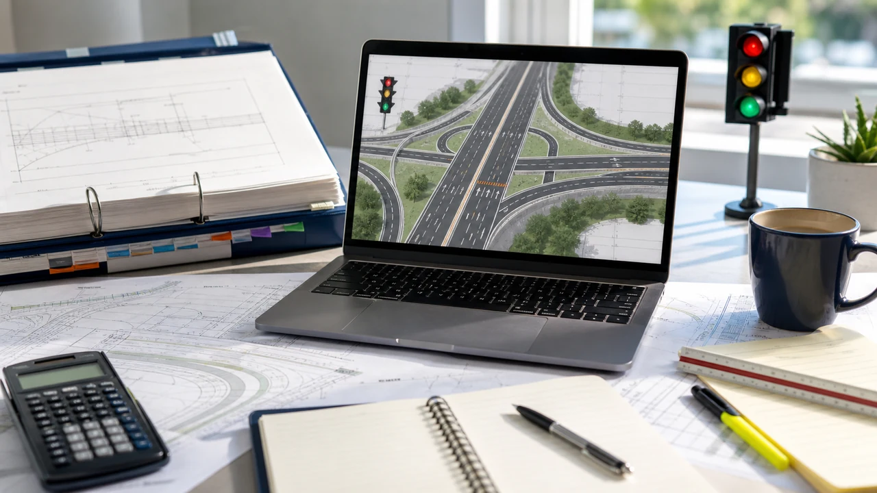 Transportation reference workflow with roadway, traffic, drainage, and standards lookup notes