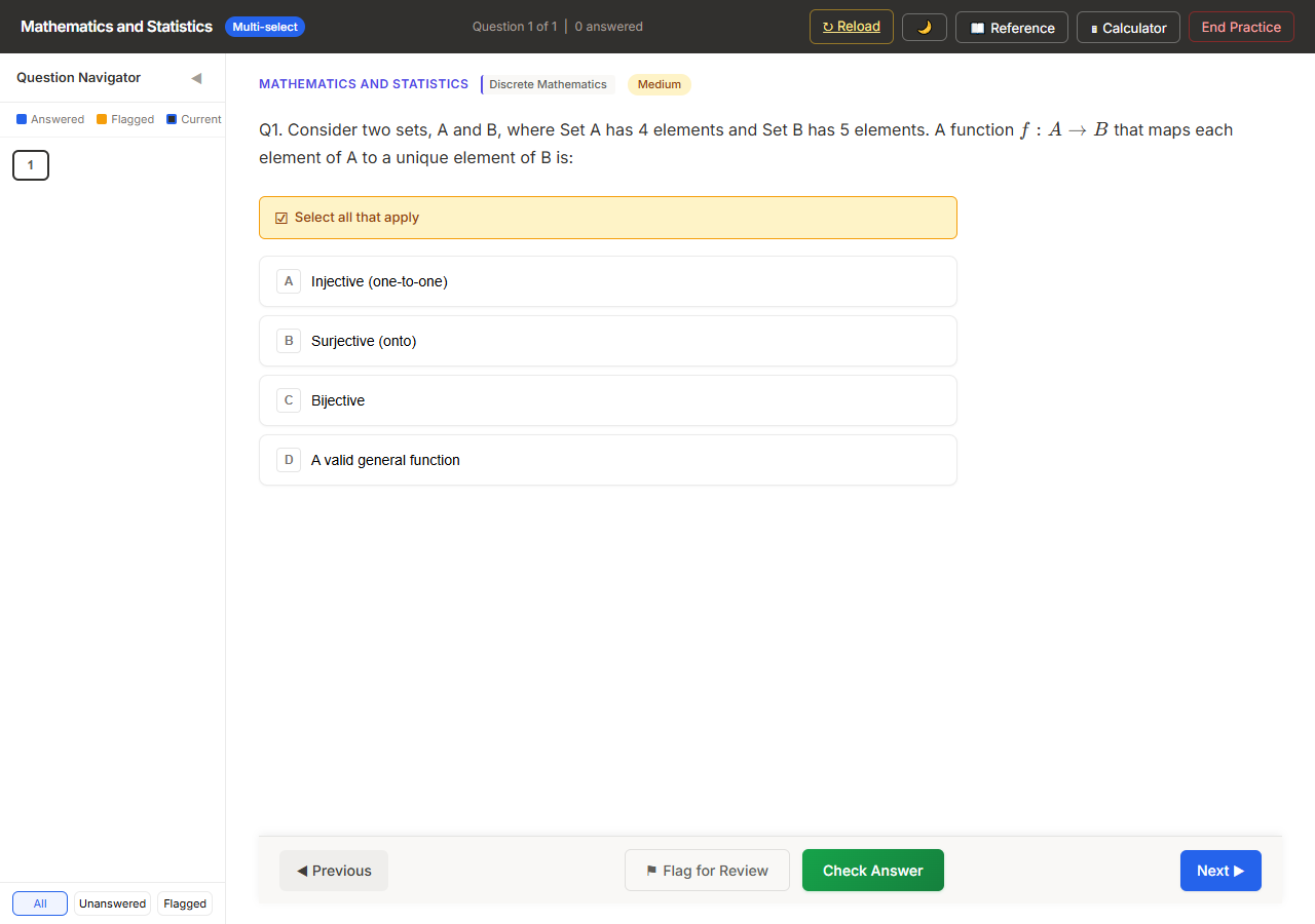 Desktop multi-select alternate-format practice question