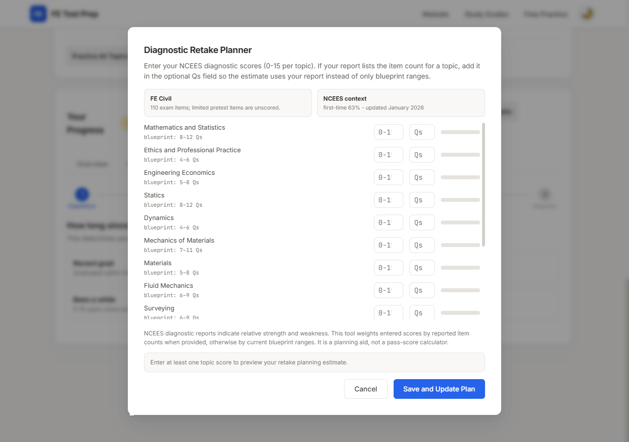 Desktop NCEES diagnostic importer
