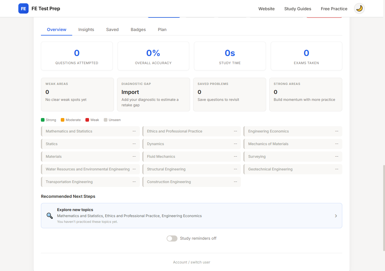 Desktop progress dashboard and next steps